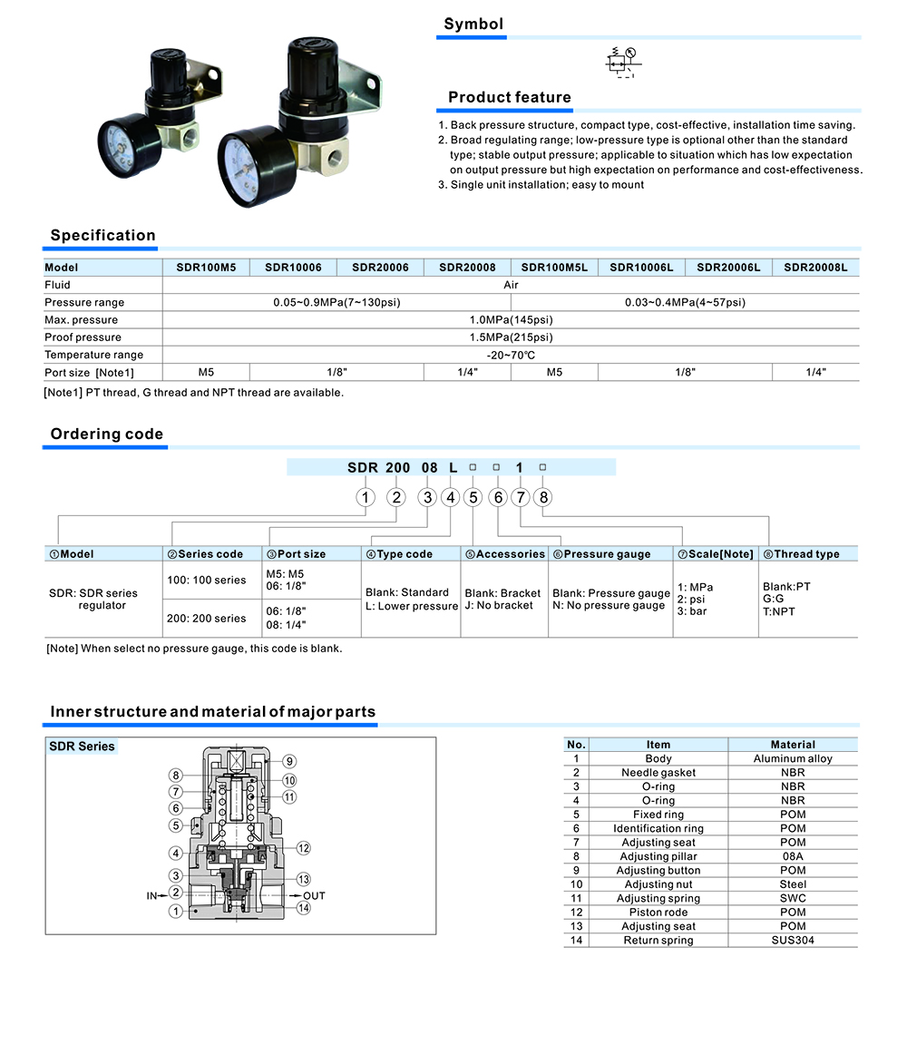 Van chỉnh áp khí nén AIRTAC SDR