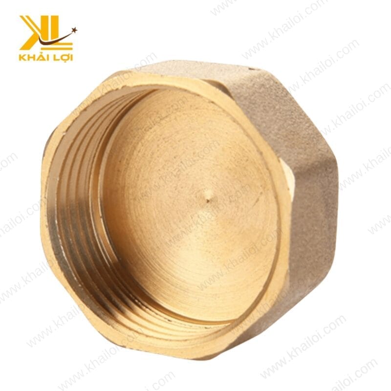 Hình ảnh tổng quan bít thau ren trong mỏng với thiết kế nhỏ gọn, tiết kiệm không gian.
