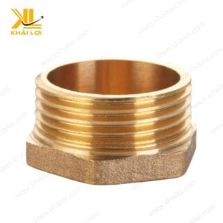 Hình ảnh bít thau ren ngoài mỏng với thiết kế mỏng nhẹ, chất liệu đồng thau cao cấp từ thương hiệu Vật tư công nghiệp Khải Lợi.