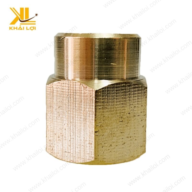 Hình ảnh sản phẩm nối thau hai đầu ren trong với khả năng chịu áp suất lên tới 30Kg/cm²