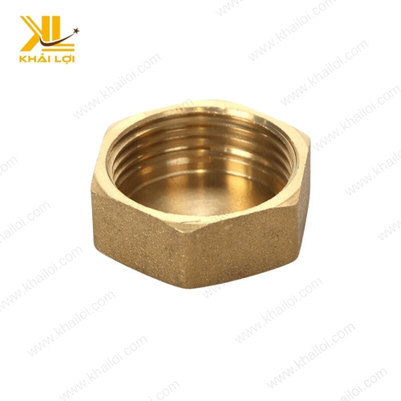 Hình ảnh chi tiết sản phẩm bít thau ren trong mỏng với chất liệu đồng thau cao cấp.