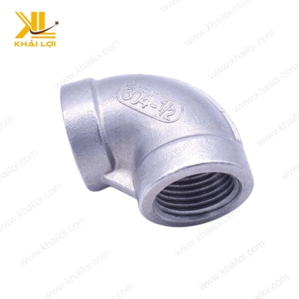 Co inox 304 ren trong với thiết kế 90 độ, phù hợp cho các hệ thống dẫn nước và hơi.