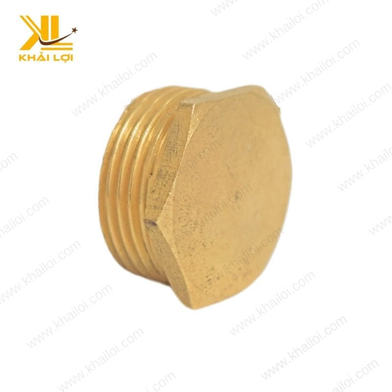 Hình ảnh bít thau ren ngoài mỏng với màu vàng đặc trưng của đồng thau, tăng tính thẩm mỹ và độ bền.