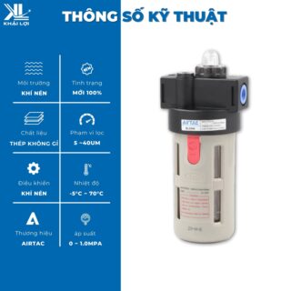 Thông số kỹ thuật "Bình Bôi Trơn Dầu Khí Nén AIRTAC BL" của Vật Tư Công Nghiệp Khải Lợi.
