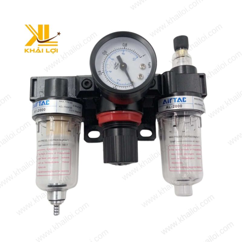 Bộ lọc ba khí nén AIRTAC AC với thiết kế nhỏ gọn, phù hợp cho các hệ thống khí nén công nghiệp.