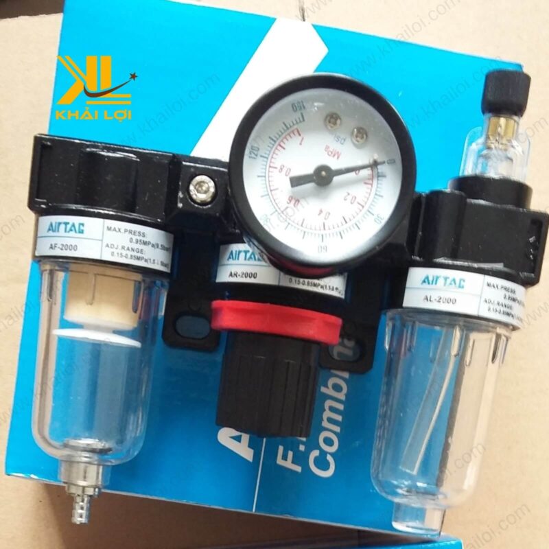 Cận cảnh bộ lọc ba khí nén AIRTAC AC với thiết kế bền bỉ, vỏ hợp kim nhôm cao cấp.