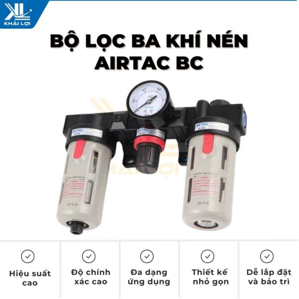 Thông số kỹ thuật bộ lọc ba khí nén AIRTAC BC của Vật tư công nghiệp Khải Lợi