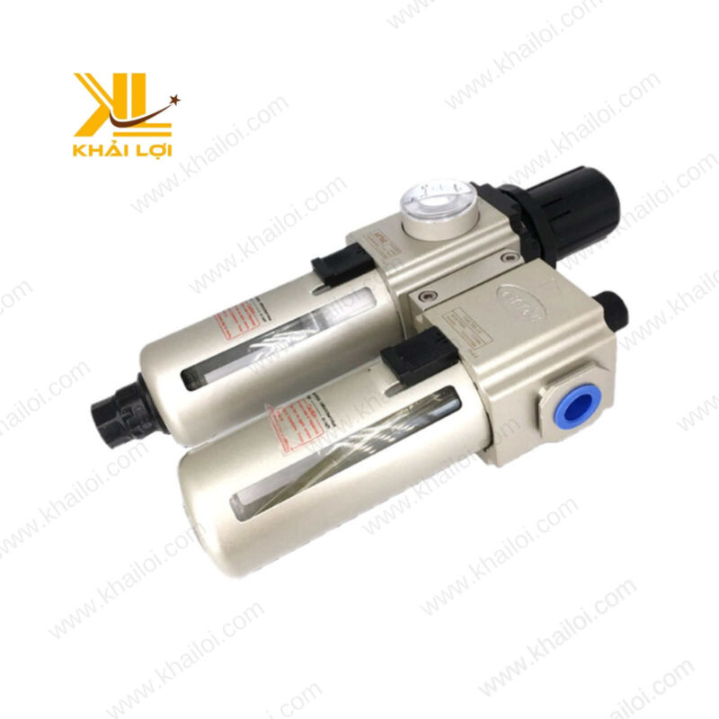Cận cảnh bộ lọc đôi khí nén AIRTAC GAFC giúp loại bỏ tạp chất và nước.