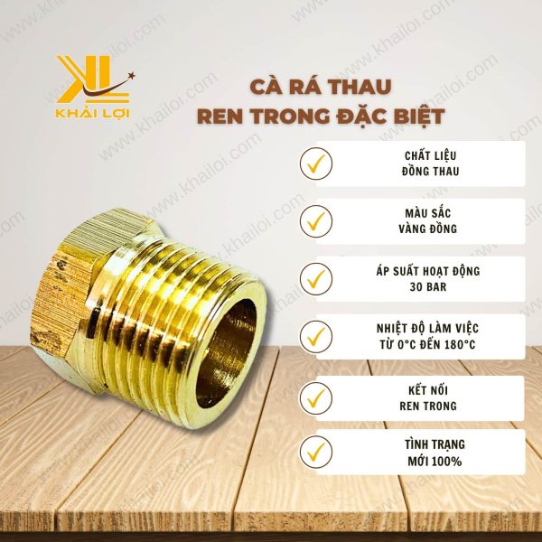 Thông tin kỹ thuật Cà rá thau ren trong đặc biệt của vật tư công nghiệp Khải Lợi.