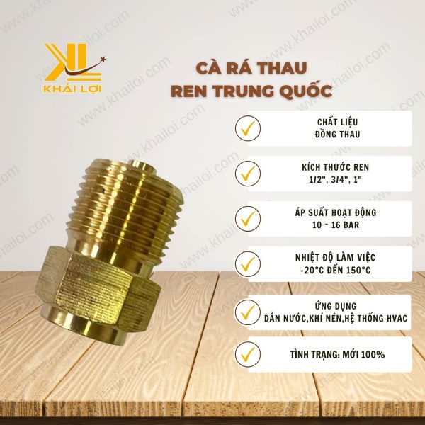Thông số kỹ thuật Cà rá thau ren Trung Quốc của vật tư công nghiệp Khải Lợi.
