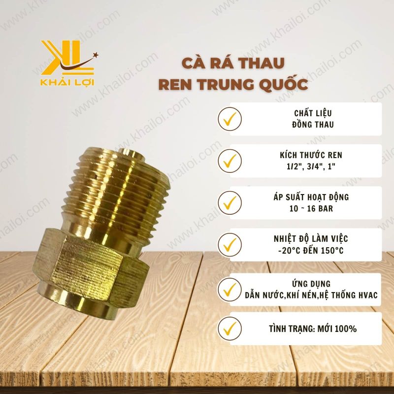 Thông số kỹ thuật Cà rá thau ren Trung Quốc của vật tư công nghiệp Khải Lợi.