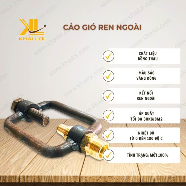 Thông số kỹ thuật cảo gió ren ngoài của Vật tư công nghiệp Khải Lợi
