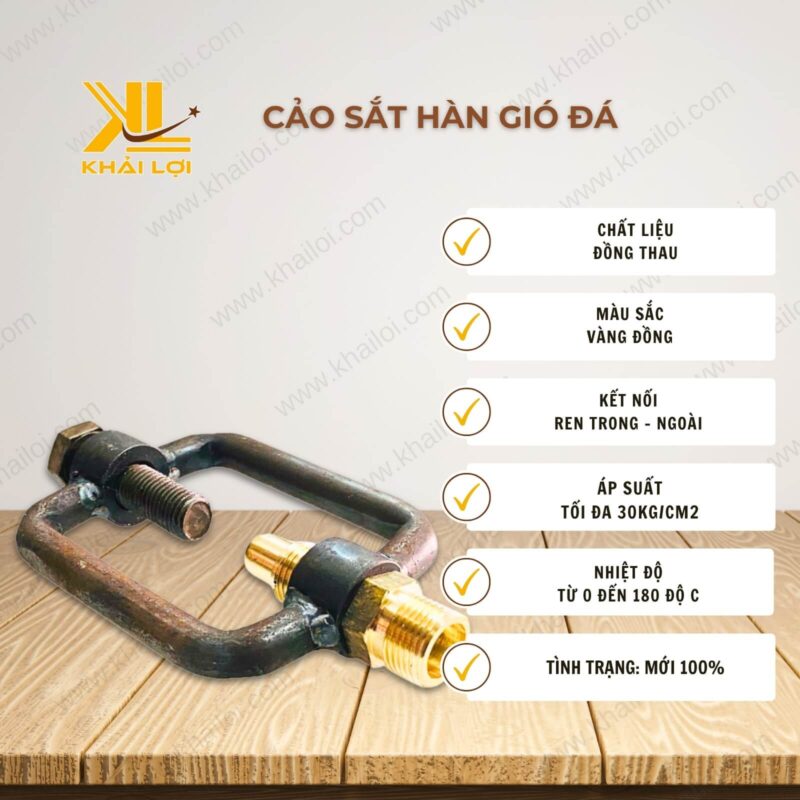 Thông số kỹ thuật cảo sắt hàn gió đá của Vật tư công nghiệp Khải Lợi.