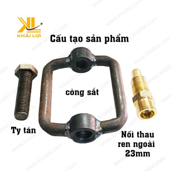Cấu tạo của bộ Cảo Thau Ren Ngoài, gồm còng sắt, ty tán và nối thau.