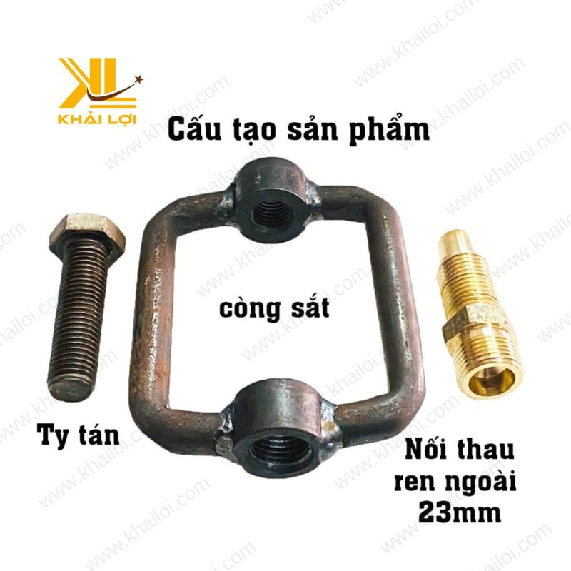 Cấu tạo của bộ Cảo Thau Ren Ngoài, gồm còng sắt, ty tán và nối thau.