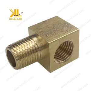 Co điếu đồng thau 90 độ với một đầu ren trong và một đầu ren ngoài.