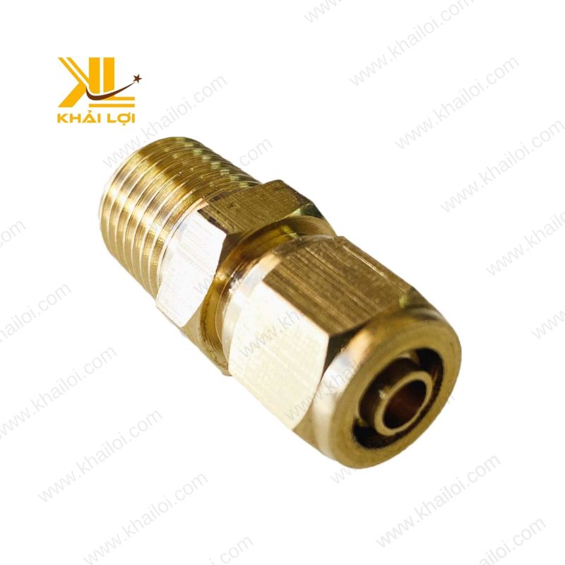 Đầu nối siết cam thau 6mm, đồng thau bền bỉ, dễ lắp đặt.