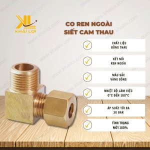 Thông tin kỹ thuật Co Ren Ngoài Siết Cam Thau của vật tư công nghiệp Khải Lợi.