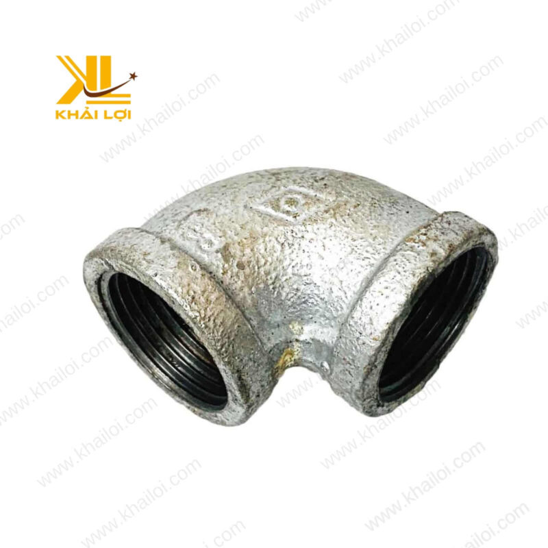 Ảnh cận cảnh co ren sắt mạ kẽm hai đầu ren trong phân phối bởi Khải Lợi.