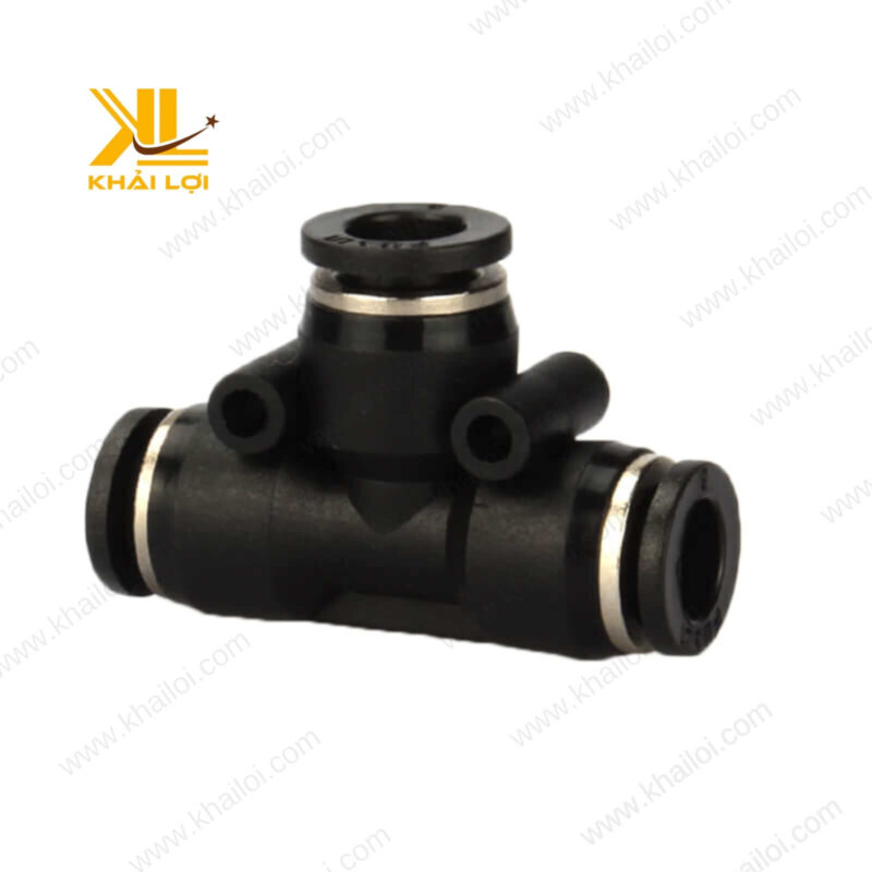 Sản phẩm Đầu Nối Ba Ngã Ống Khí Nén AIRTAC PE chụp từ góc nghiêng.