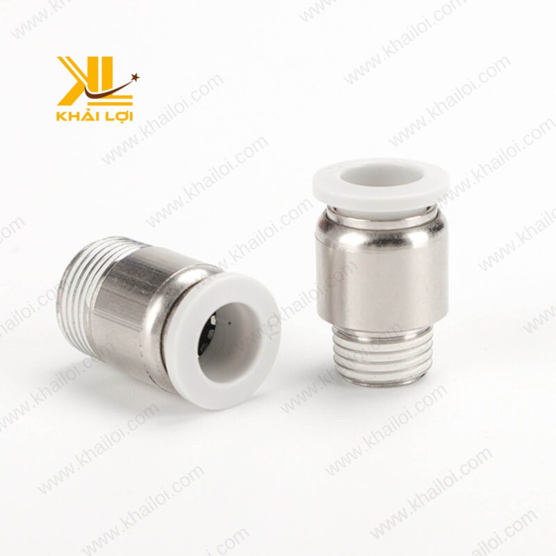 Hình ảnh chi tiết đầu nối hơi AIRTAC POC chất liệu bền bỉ.