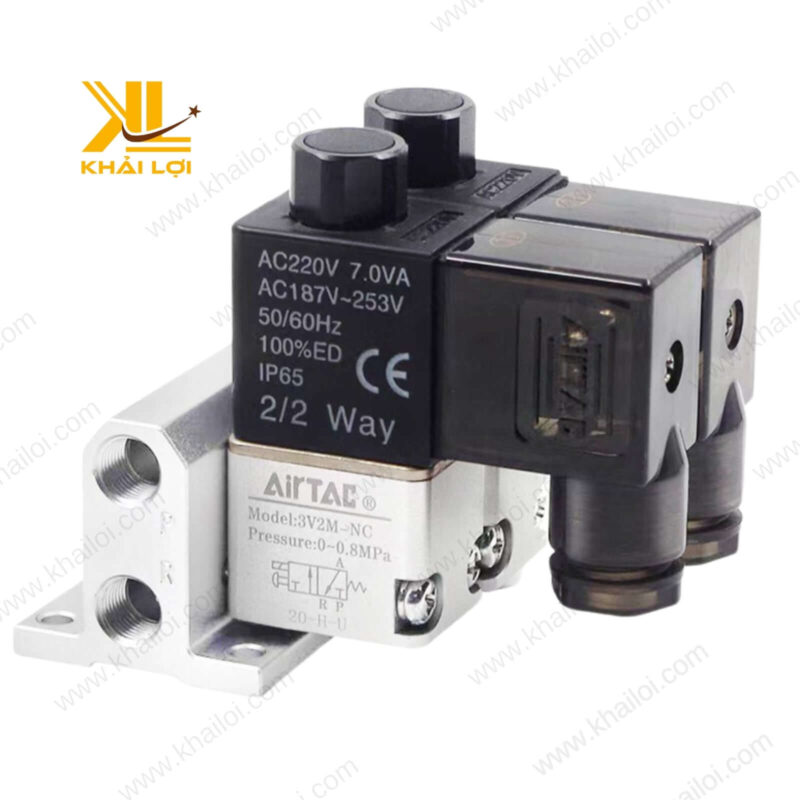 Cổng kết nối P, A, B, R trên đế van khí nén AIRTAC