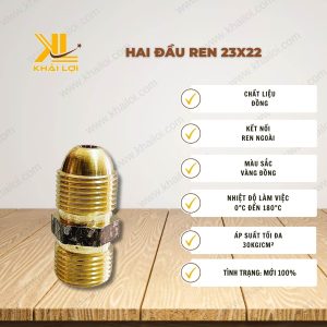 Thông tin kỹ thuật Hai Đầu Ren 23x22 của vật tư công nghiệp Khải Lợi.