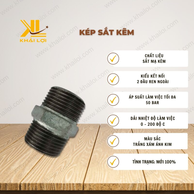 Thông số kỹ thuật kép sắt kẽm của vật tư công nghiệp Khải Lợi