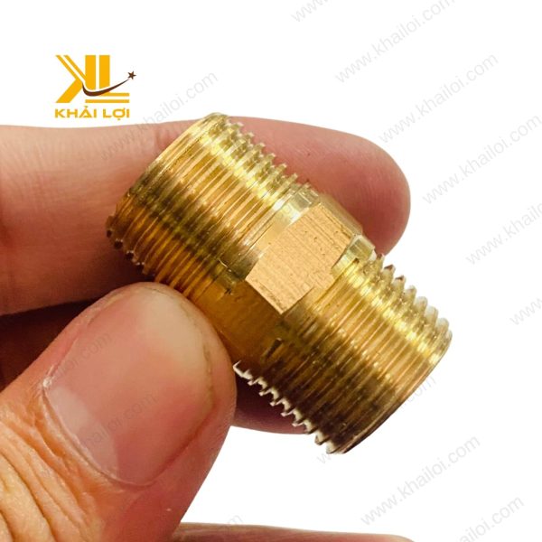 Hình ảnh kép thau 2 đầu ren ngoài lắp với van.