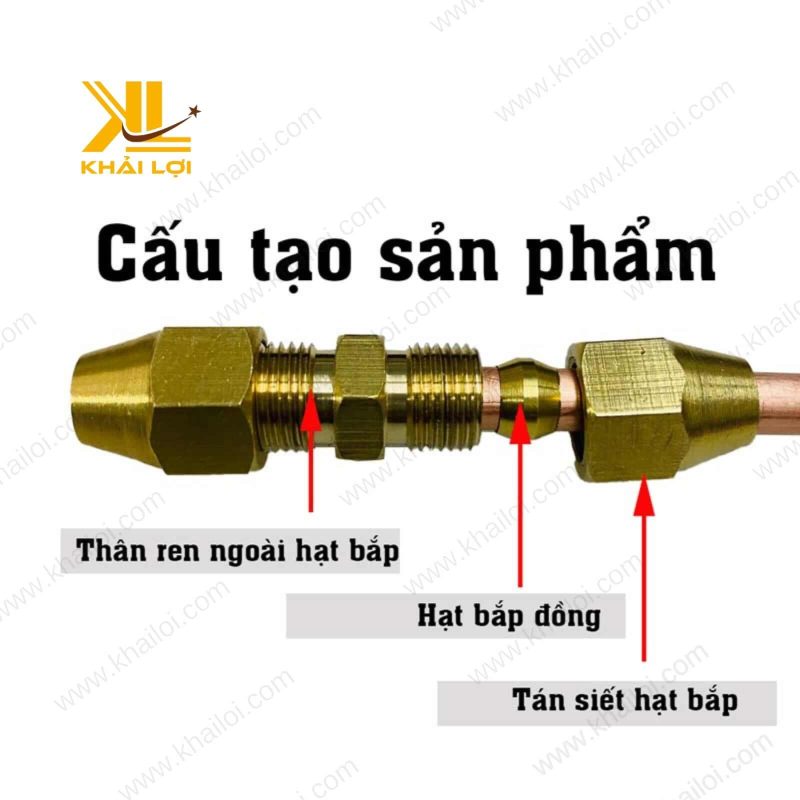 Hình ảnh Nối Hai Đầu Hạt Bắp Thau lắp với ống đồng.