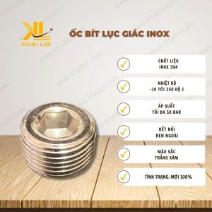 Thông số kỹ thuật Ốc Bít Lục Giác Inox của Vật Tư Công Nghiệp Khải Lợi.