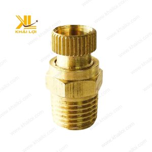 Hình ảnh ốc xả nước được lắp đặt ở đáy của một bộ lọc khí nén công nghiệp.