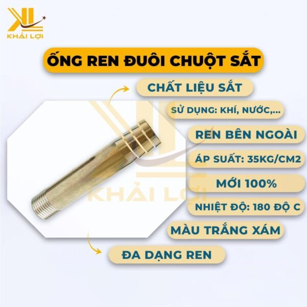 Ống Ren Đuôi Chuột Sắt 100mm - Ảnh 2