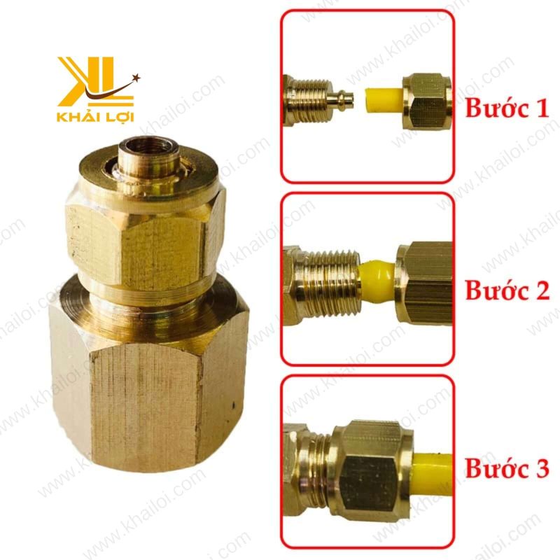 Hình ảnh Ren Trong Siết Cam Thau kết nối ống dẫn.
