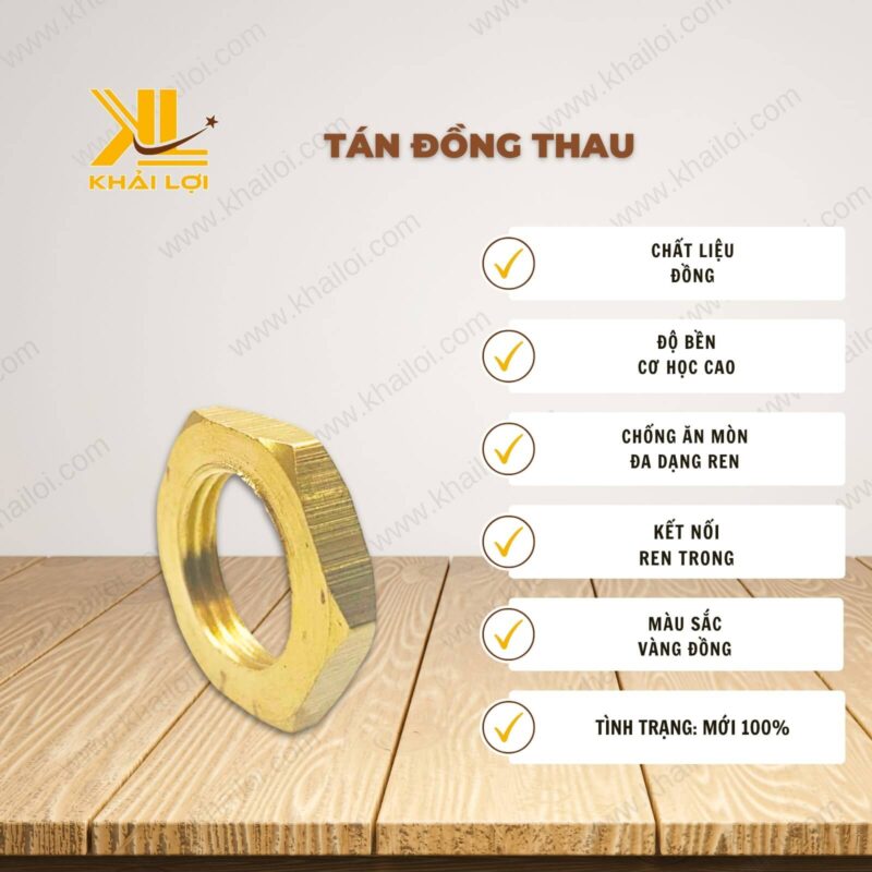 Thông số kỹ thuật "Tán đồng thau" của vật tư công nghiệp Khải Lợi.