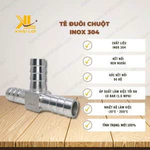 Thông số kỹ thuật Tê Đuôi Chuột Inox 304 của Vật Tư Công Nghiệp Khải Lợi.