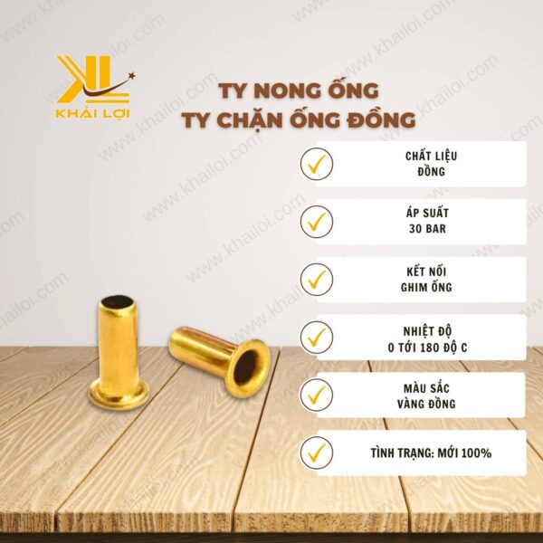 Thông số kỹ thuật ty nong ống ty chặn ống đồng thau của Vật tư công nghiệp Khải Lợi.
