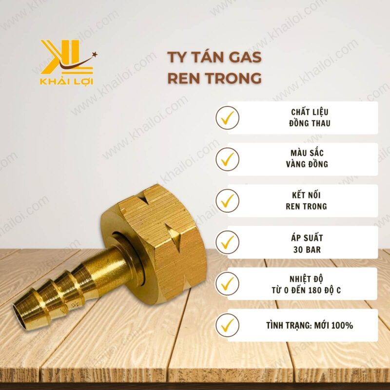 Thông số kỹ thuật ty tán gas ren trong của Vật tư công nghiệp Khải Lợi