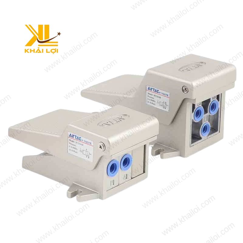 Hình ảnh Van Đạp Chân Khí Nén Airtac 4F kết nối khí nén.