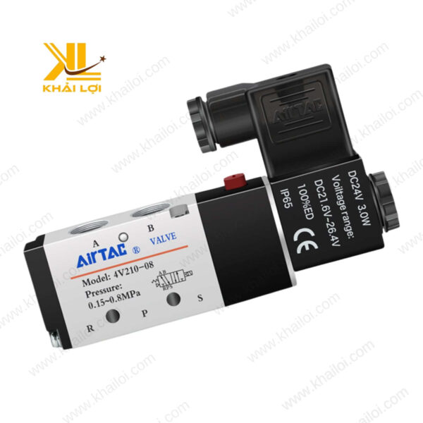 Van Airtac 4V của Vật tư công nghiệp Khải Lợi với cuộn hút điện từ tháo rời tiện lợi cho việc bảo trì.