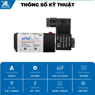 Thông số kỹ thuật Van điện từ khí nén Airtac 4V của Vật tư công nghiệp Khải Lợi