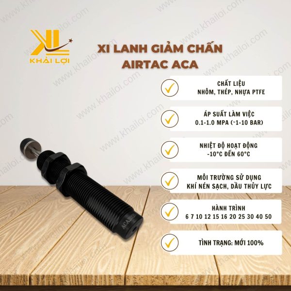 Thông số kỹ thuật Xi Lanh Giảm Chấn Airtac ACA của Vật Tư Công Nghiệp Khải Lợi.