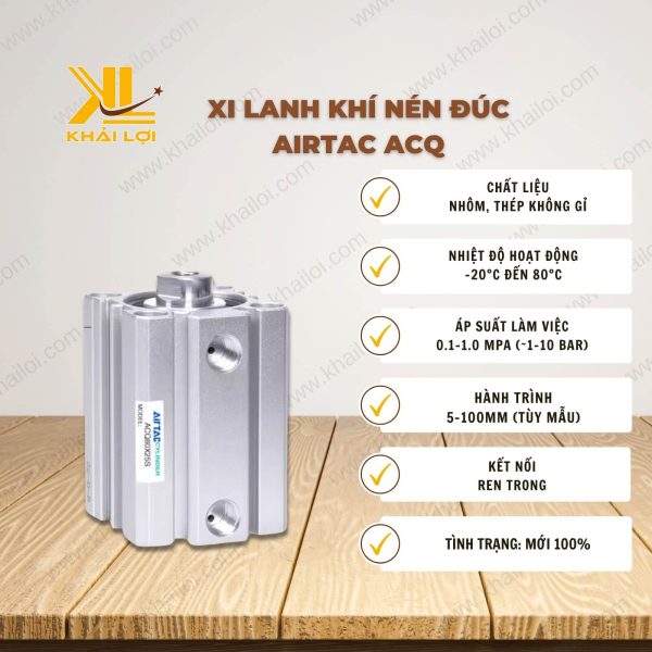 Thông số kỹ thuật Xi Lanh Khí Nén Đúc Airtac ACQ của Vật Tư Công Nghiệp Khải Lợi.