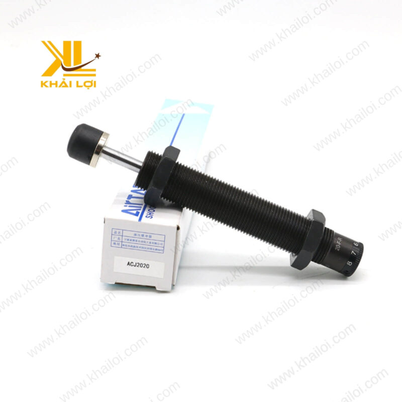 Cấu tạo xi lanh giảm chấn Airtac ACJ gồm piston, lò xo và thân vỏ chắc chắn.