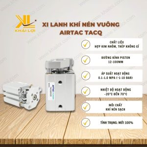 Thông số kỹ thuật Xi Lanh Khí Nén Vuông Airtac TACQ của Vật Tư Công Nghiệp Khải Lợi.