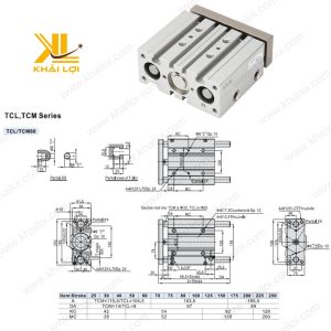 Xi lanh khí nén 3 ty AIRTAC TCL kết nối hệ thống khí nén.