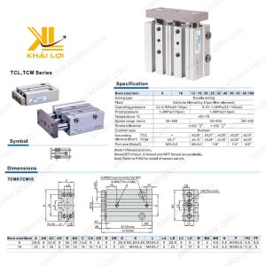 Xi lanh khí nén 3 ty AIRTAC TCL chịu nhiệt 70°C.