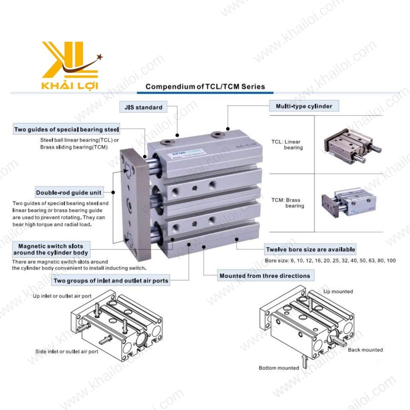 Xi lanh khí nén 3 ty AIRTAC TCL tối ưu hóa tự động hóa.