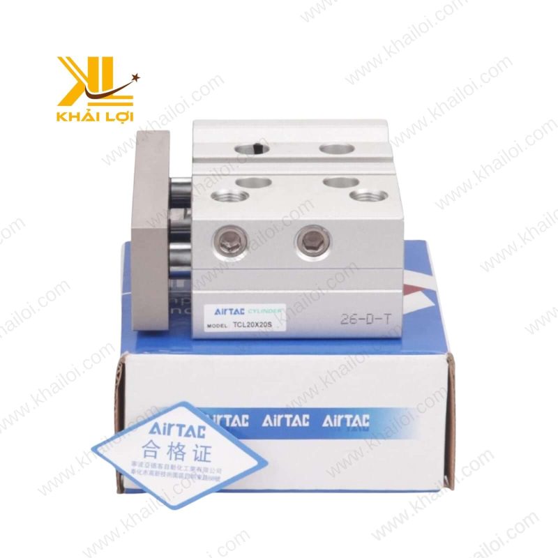 Xi lanh khí nén 3 ty AIRTAC TCL với 3 ty dẫn hướng.