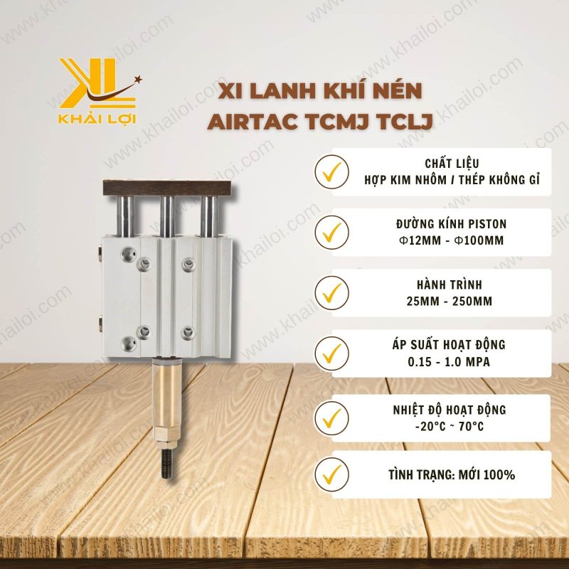 Thông số kỹ thuật: Xi lanh khí nén AIRTAC TCMJ TCLJ của Vật Tư Công Nghiệp Khải Lợi.